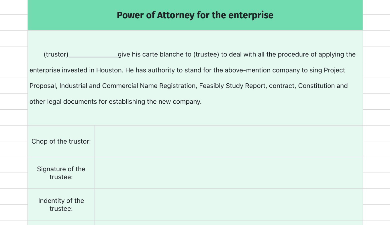 Power of Attorney for the enterprise